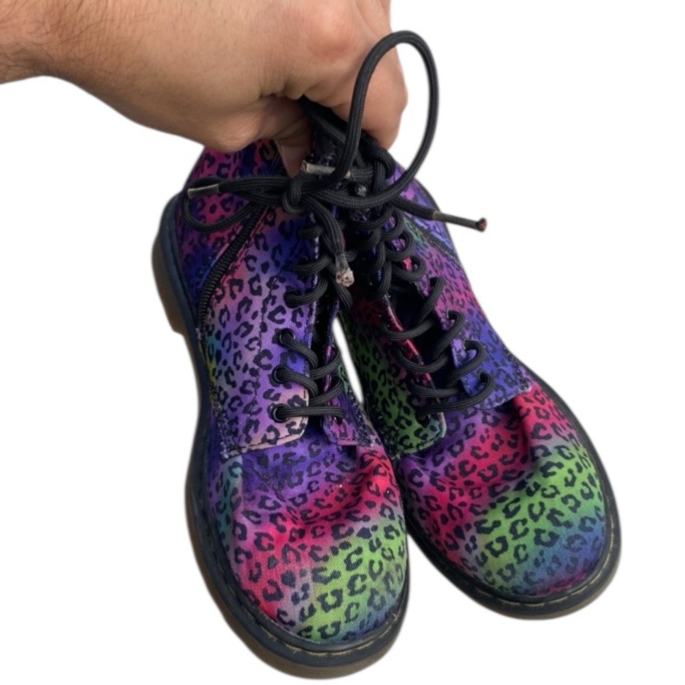Dr. Martens Delaney Kids' Psyche Leopard print canvas boots Size 5 - Picture 8 of 10